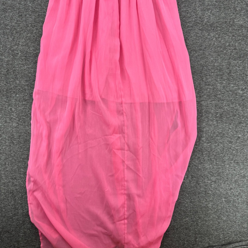 Promesa Pink Corset Maxi Dress Spring Ribbed Bodice Chiffon Slit Barbiecore - Picture 8 of 11